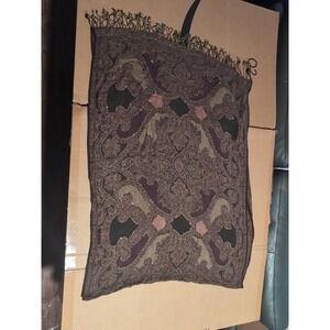 Paisley Scarf, Elegant Shawl, Sparkle Fringe, Women Vintage Fashion, Soft Fringe